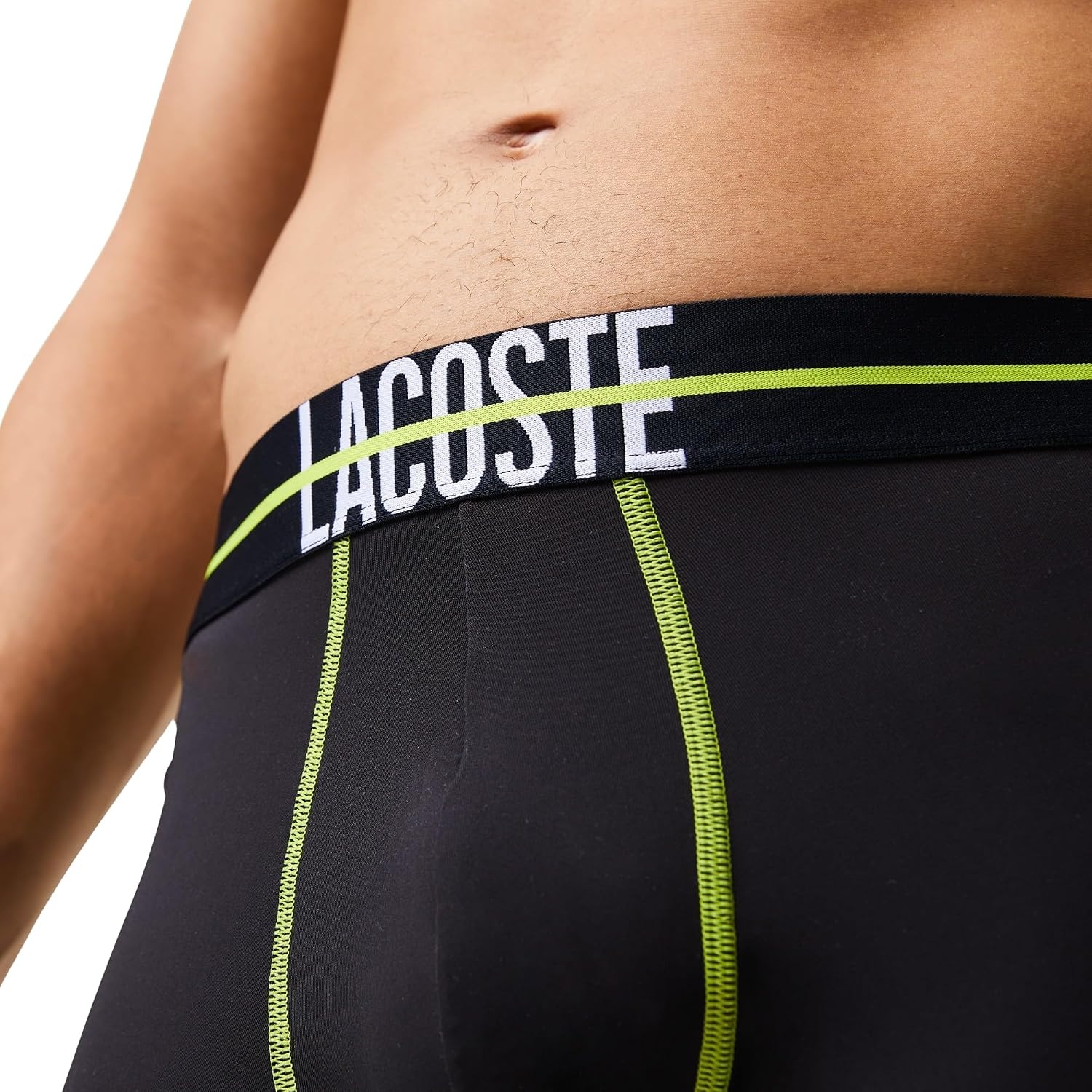 image:imageLacoste Mens Cotton Stretch Big Croc Print Trunks 3packGraphite With BlackBright Lime Waistbands