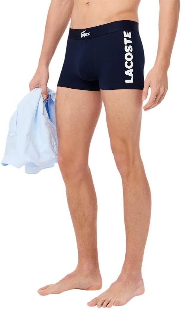 image:imageLacoste Mens Cotton Stretch Big Croc Print Trunks 3packNavy BlueWhiteDove Grey