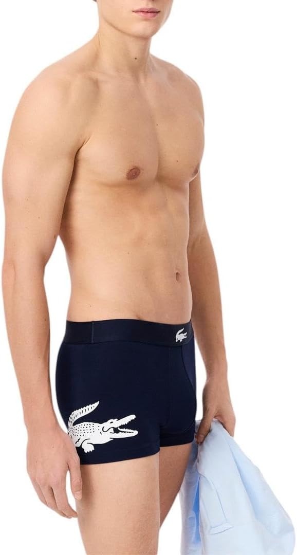 image:imageLacoste Mens Cotton Stretch Big Croc Print Trunks 3packNavy BlueWhiteDove Grey