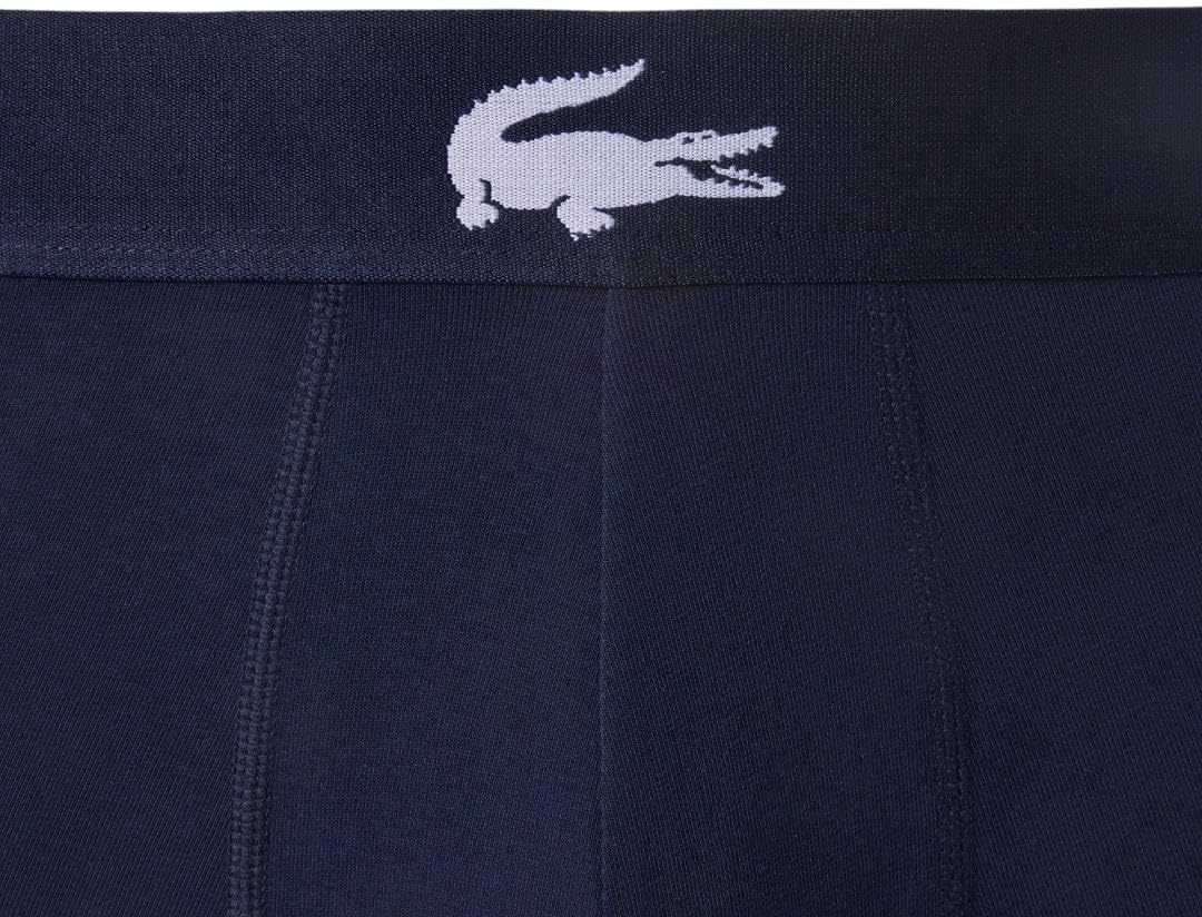 image:imageLacoste Mens Cotton Stretch Big Croc Print Trunks 3packNavy BlueWhiteDove Grey