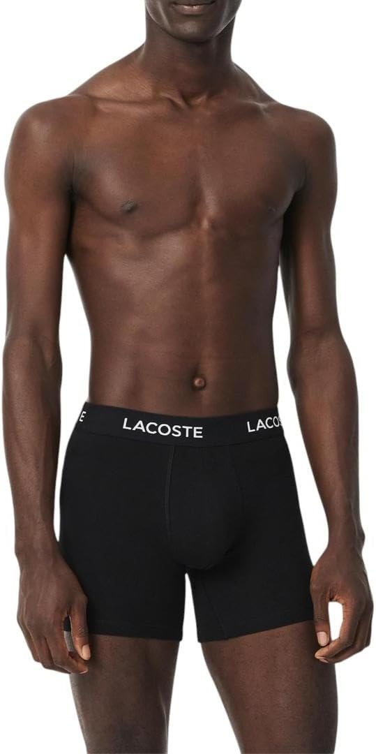 image:imageLacoste Mens Cotton Stretch Essentials Boxer Briefs 5packBlack With Black Waistbands