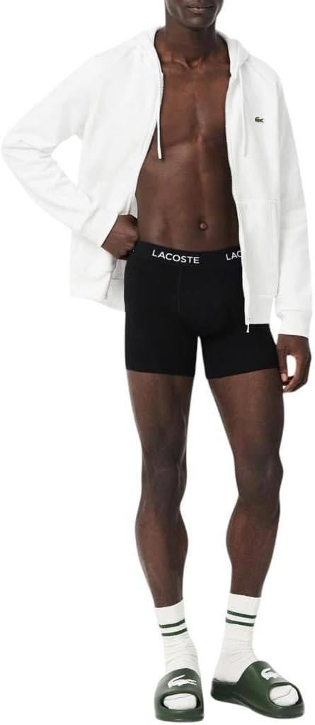 image:imageLacoste Mens Cotton Stretch Essentials Boxer Briefs 5packBlack With Black Waistbands