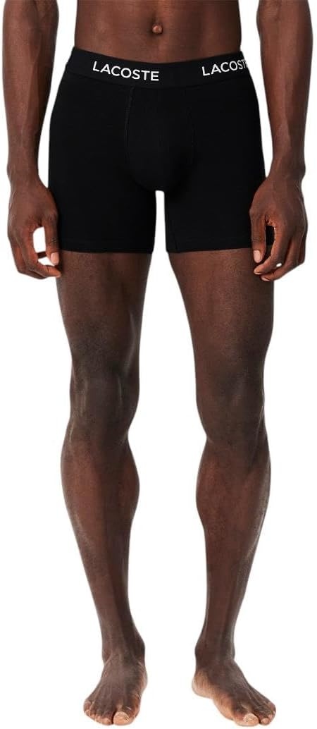 image:imageLacoste Mens Cotton Stretch Essentials Boxer Briefs 5packBlack With Black Waistbands