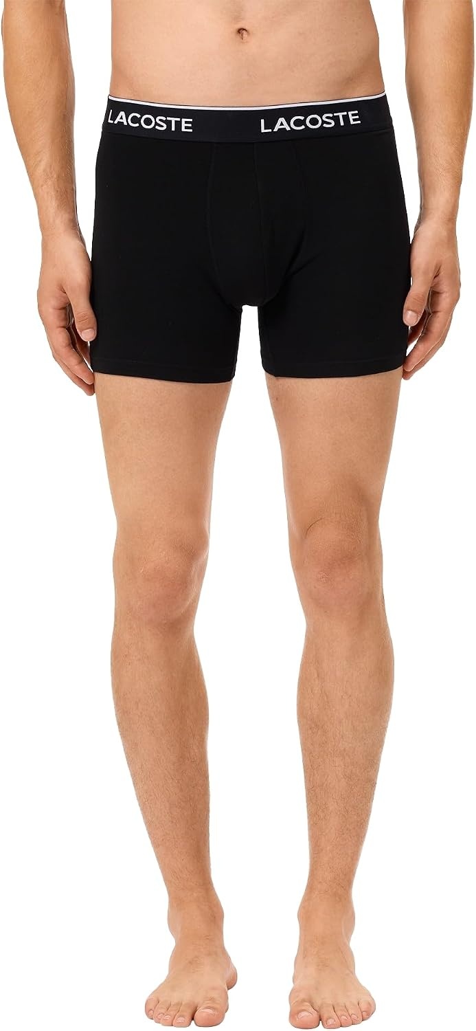 image:imageLacoste Mens Cotton Stretch Essentials Boxer Briefs 5packBlackWhiteSilver Chine
