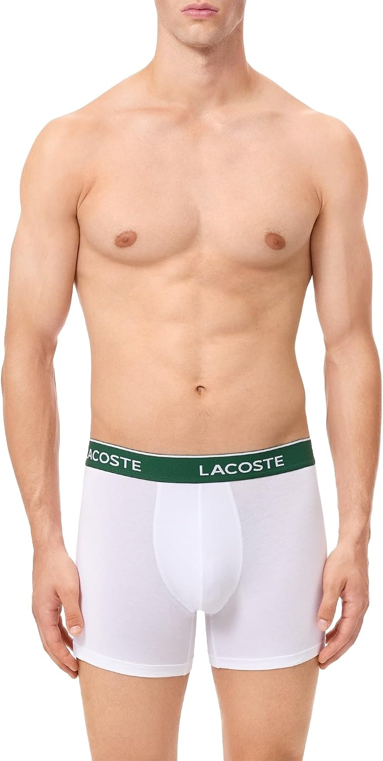 image:imageLacoste Mens Cotton Stretch Essentials Boxer Briefs 5packBlackWhiteSilver Chine