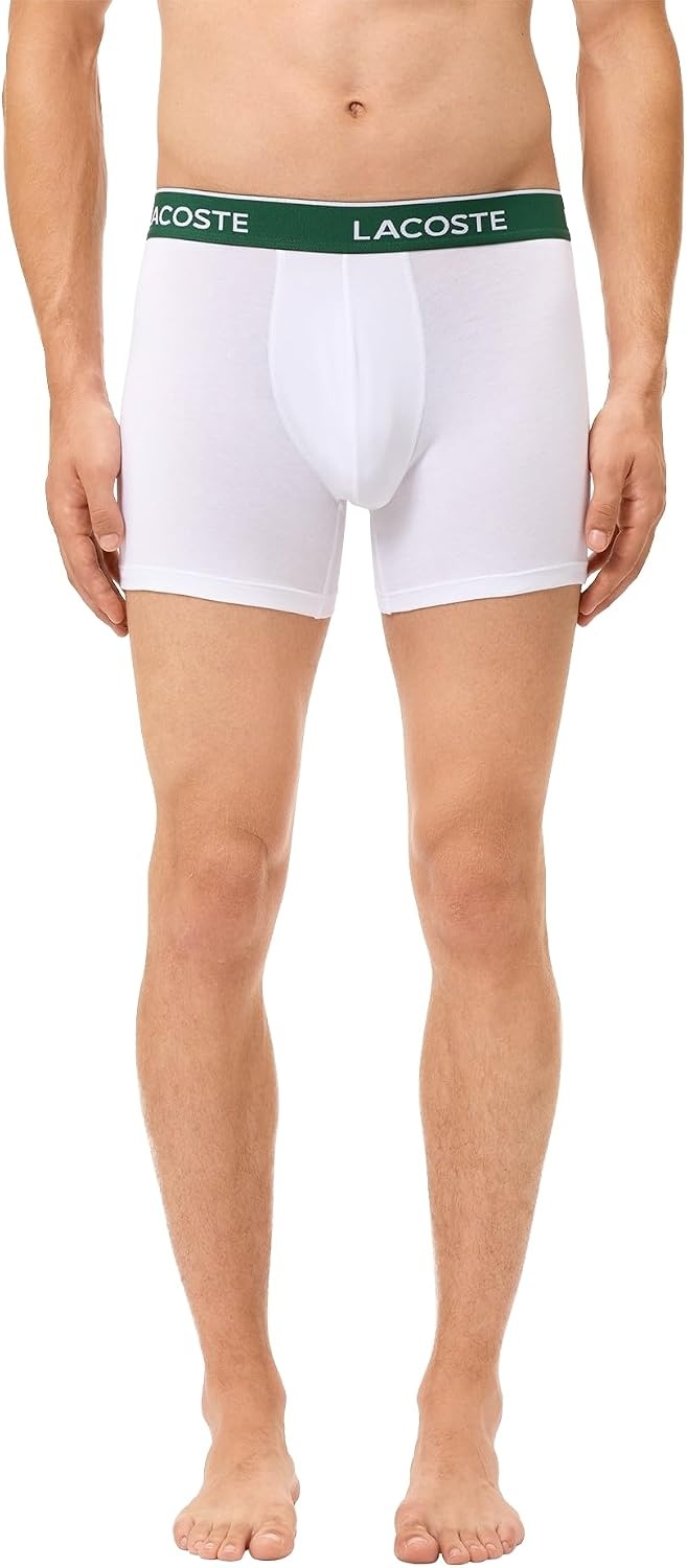 image:imageLacoste Mens Cotton Stretch Essentials Boxer Briefs 5packBlackWhiteSilver Chine