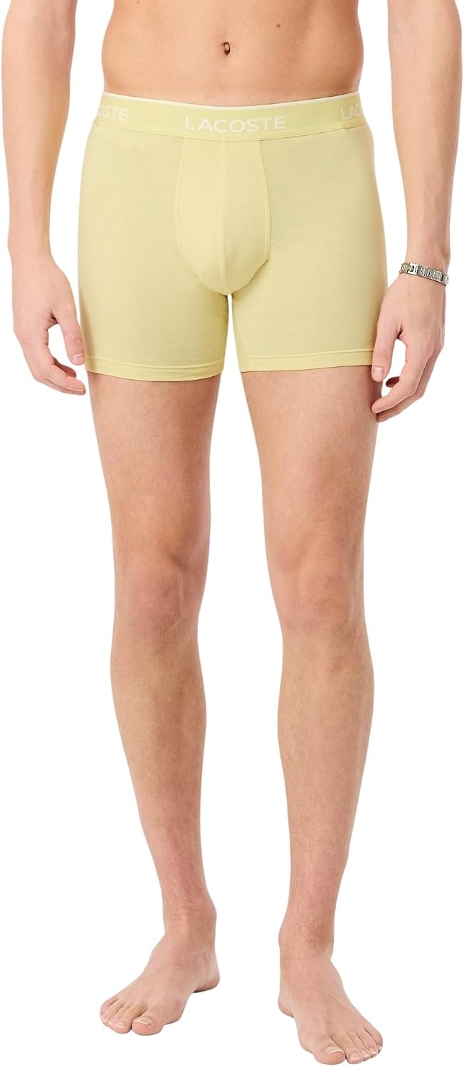 image:imageLacoste Mens Cotton Stretch Essentials Boxer Briefs 5packMiamiYellowSenchaAphylla