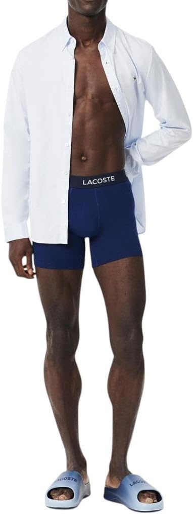 image:imageLacoste Mens Cotton Stretch Essentials Boxer Briefs 5packNavy BlueDove GreyRed