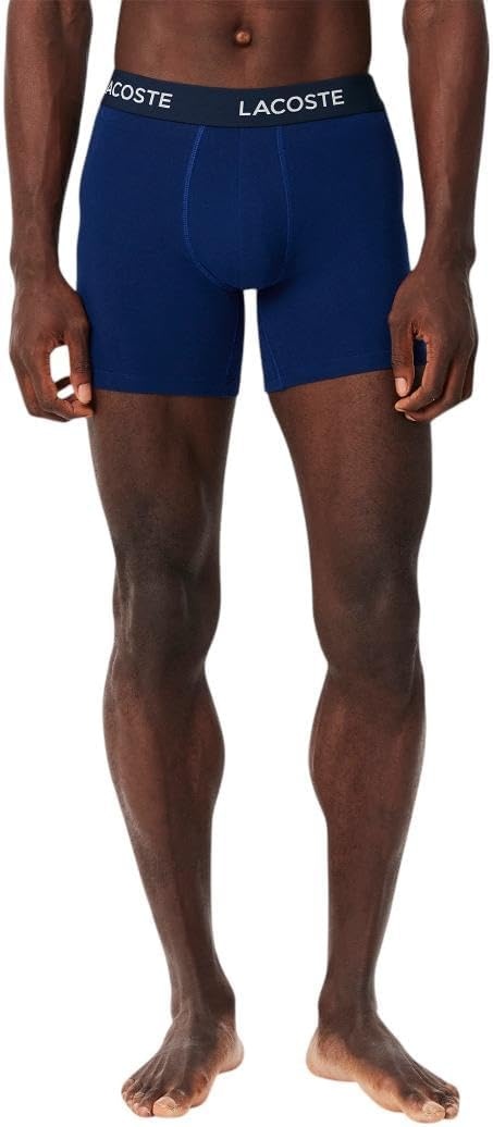 image:imageLacoste Mens Cotton Stretch Essentials Boxer Briefs 5packNavy BlueDove GreyRed