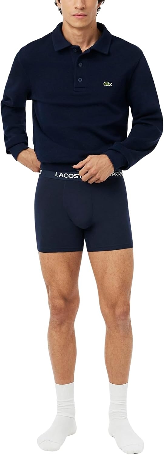 image:imageLacoste Mens Cotton Stretch Essentials Boxer Briefs 5packNavy BlueTurquin BluePhoenix Blue