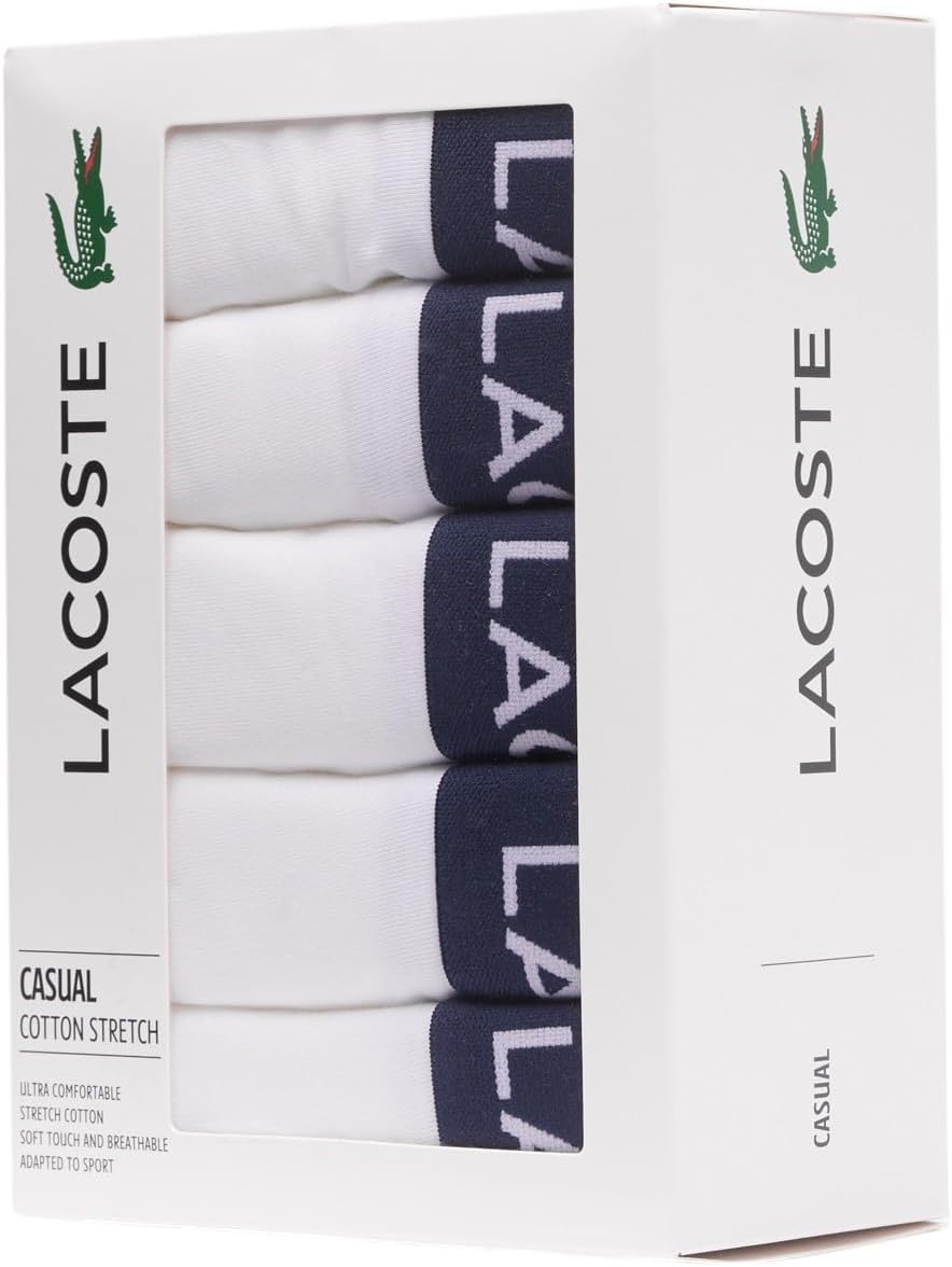 image:imageLacoste Mens Cotton Stretch Essentials Boxer Briefs 5packWhite New