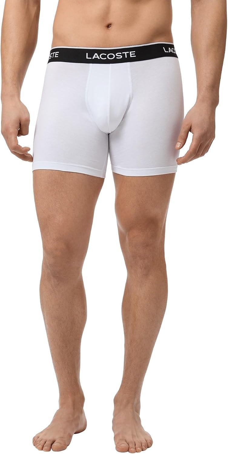 image:imageLacoste Mens Cotton Stretch Essentials Boxer Briefs 7pack Amazon ExclusivesBlackWhiteFont