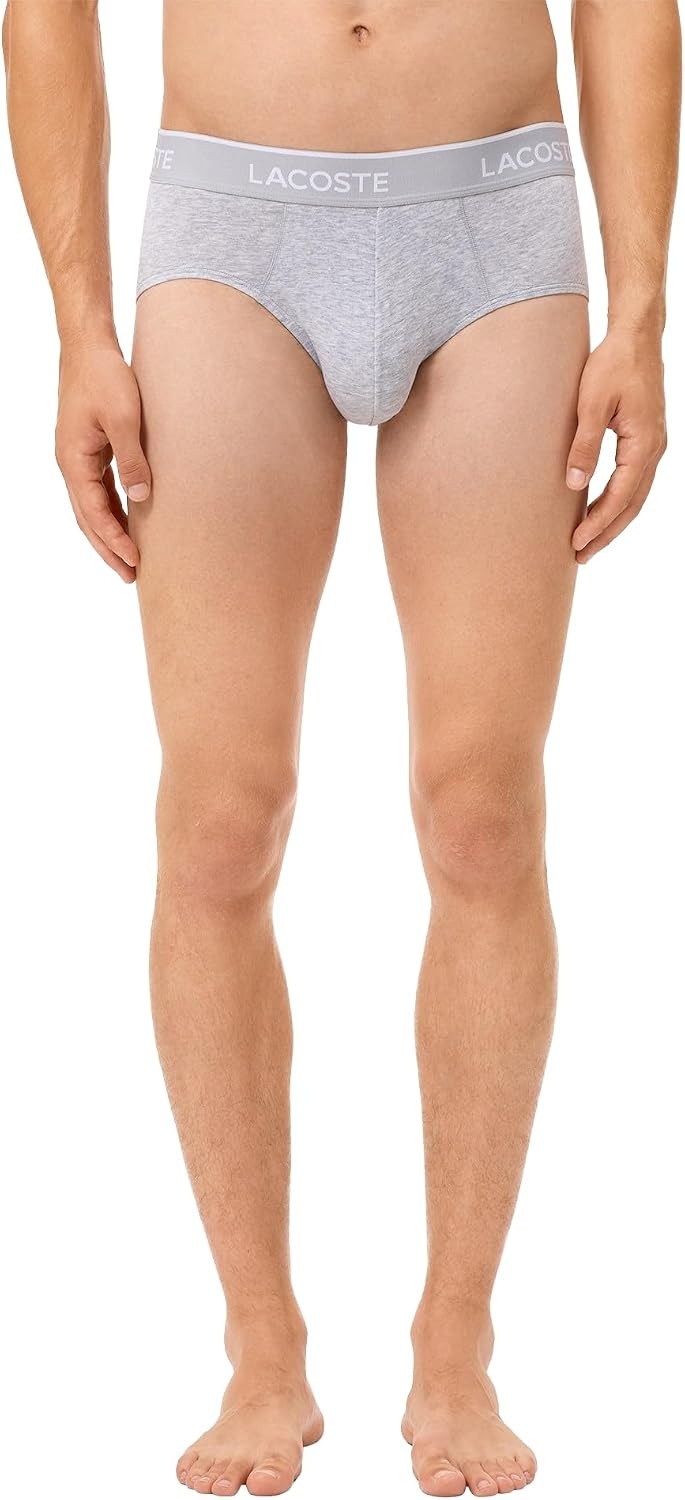 image:imageLacoste Mens Cotton Stretch Essentials Briefs 5pack Amazon ExclusivesBlackWhiteSilver Chine