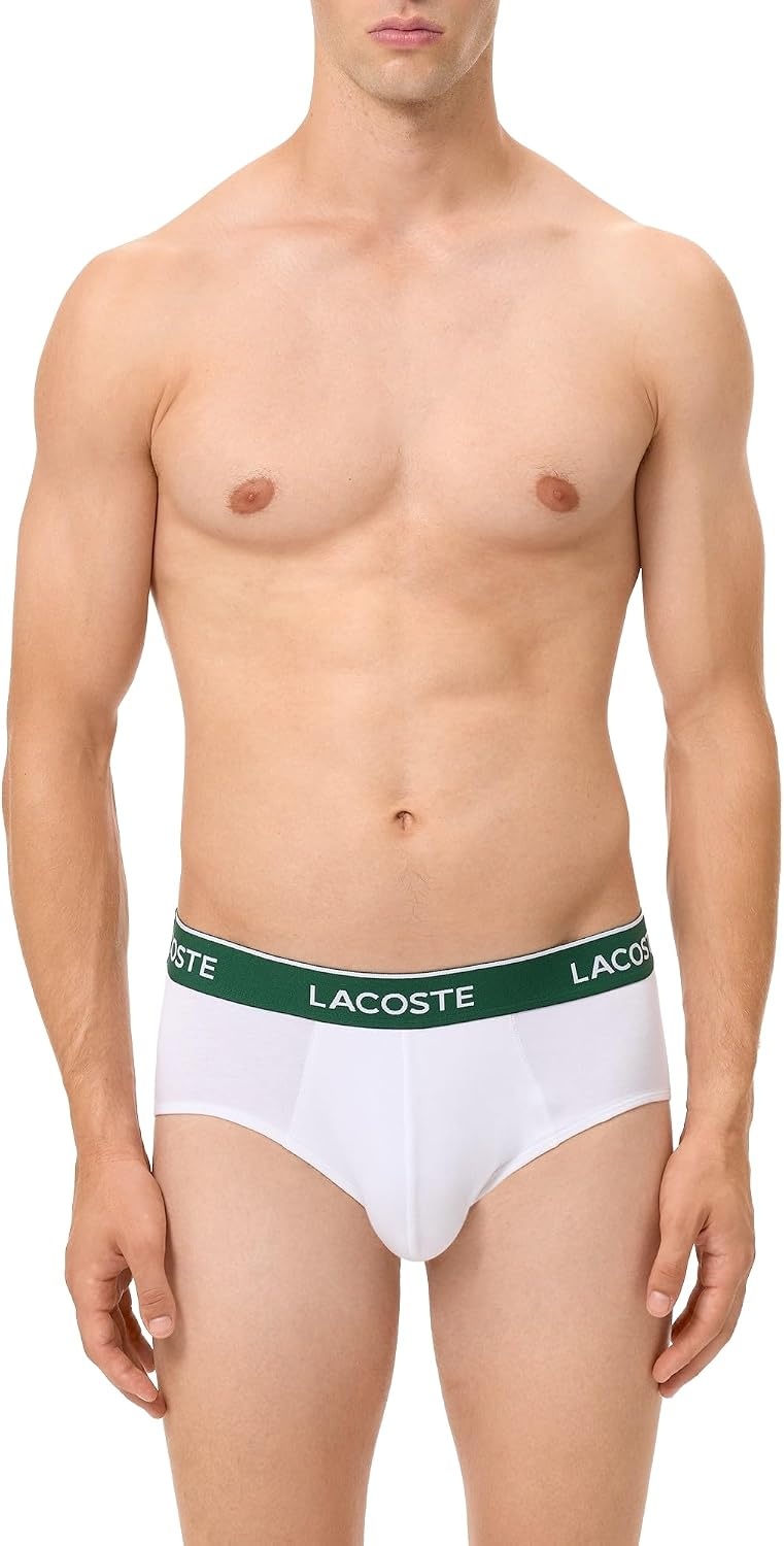 image:imageLacoste Mens Cotton Stretch Essentials Briefs 5pack Amazon ExclusivesBlackWhiteSilver Chine