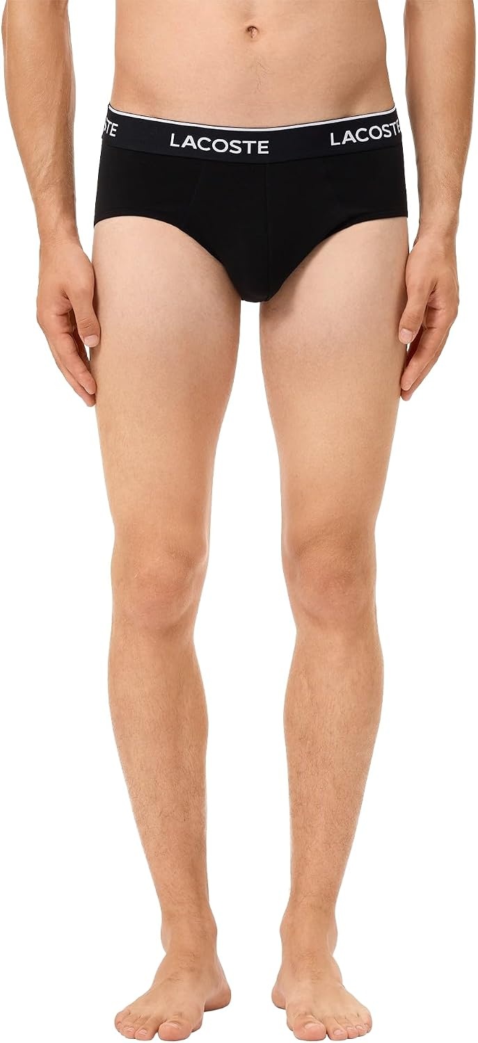 image:imageLacoste Mens Cotton Stretch Essentials Briefs 5pack Amazon ExclusivesBlackWhiteSilver Chine