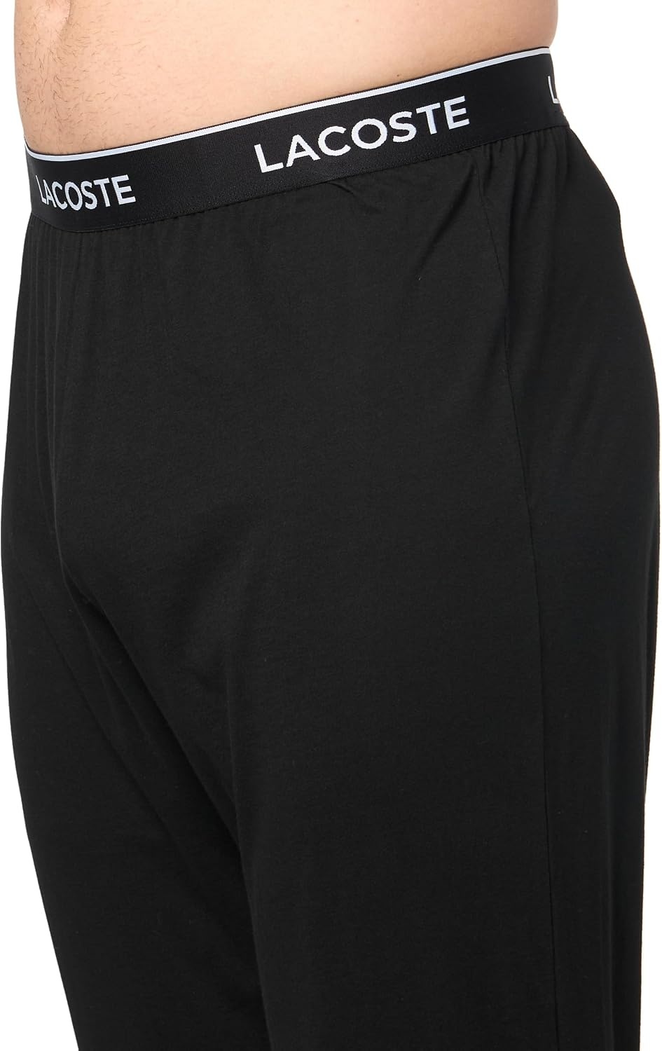 image:imageLacoste Mens Cotton Stretch Essentials Relaxed Fit Pajama PantsBlack