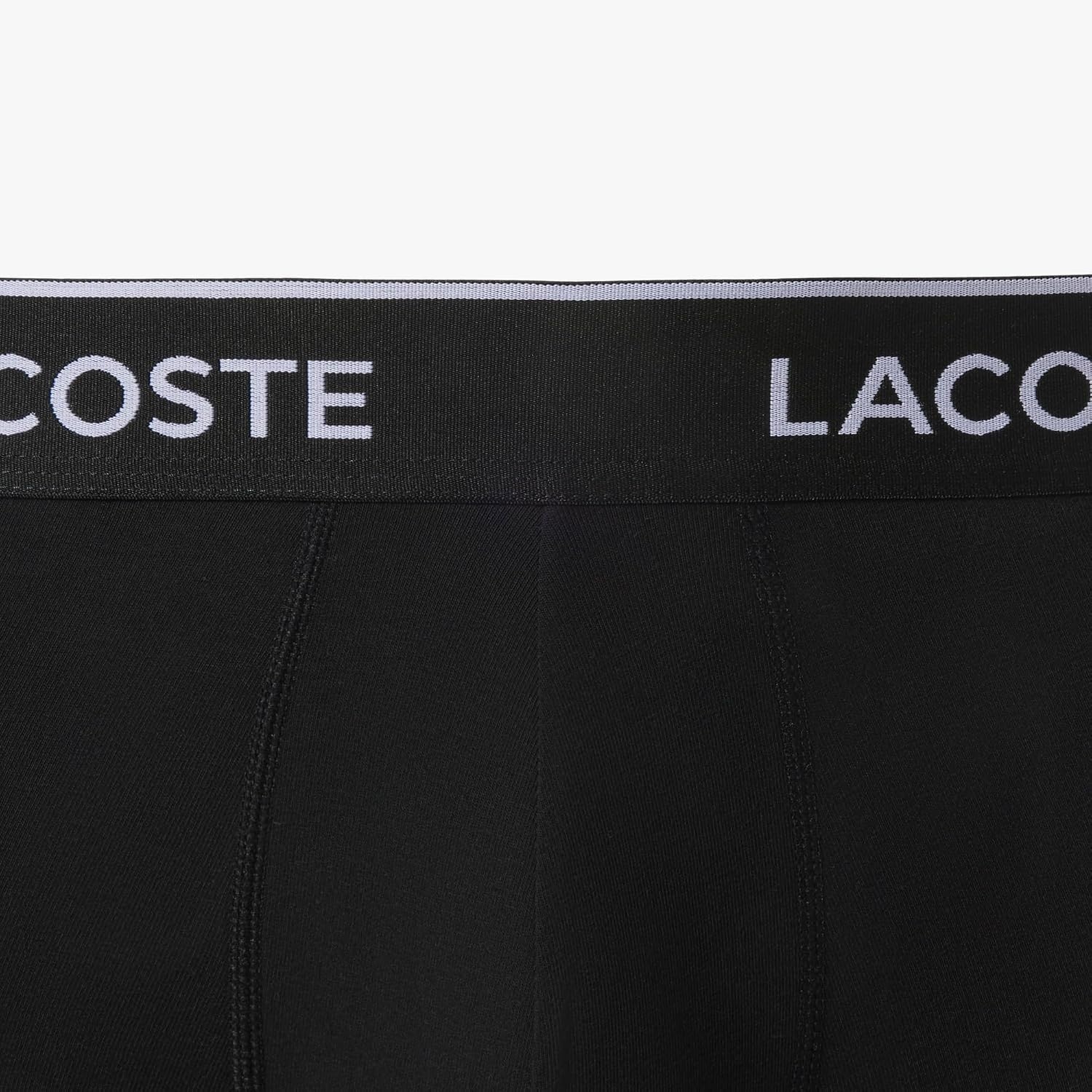 image:imageLacoste Mens Cotton Stretch Essentials Trunks 3packBlack With Black Waistbands