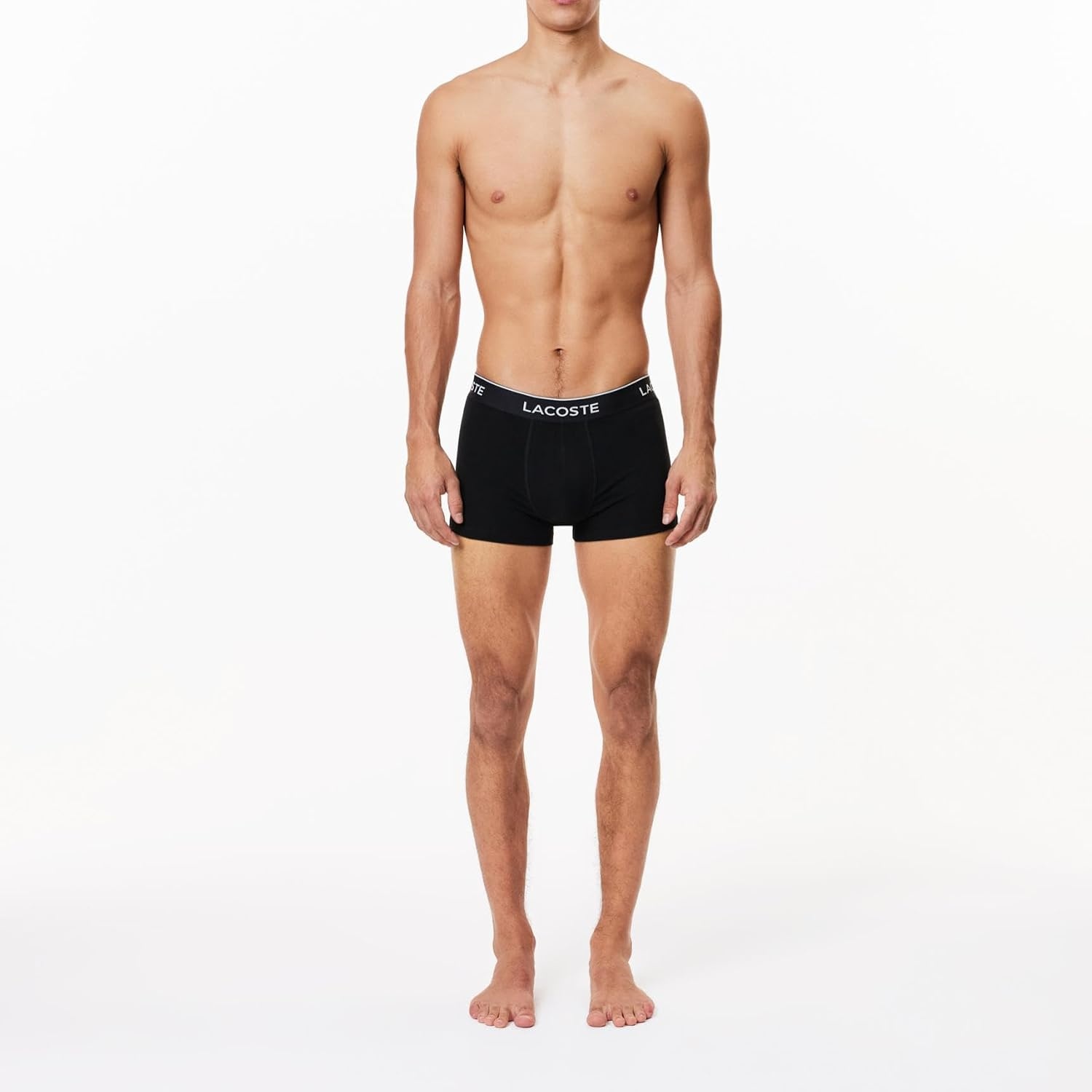 image:imageLacoste Mens Cotton Stretch Essentials Trunks 3packBlack With Black Waistbands