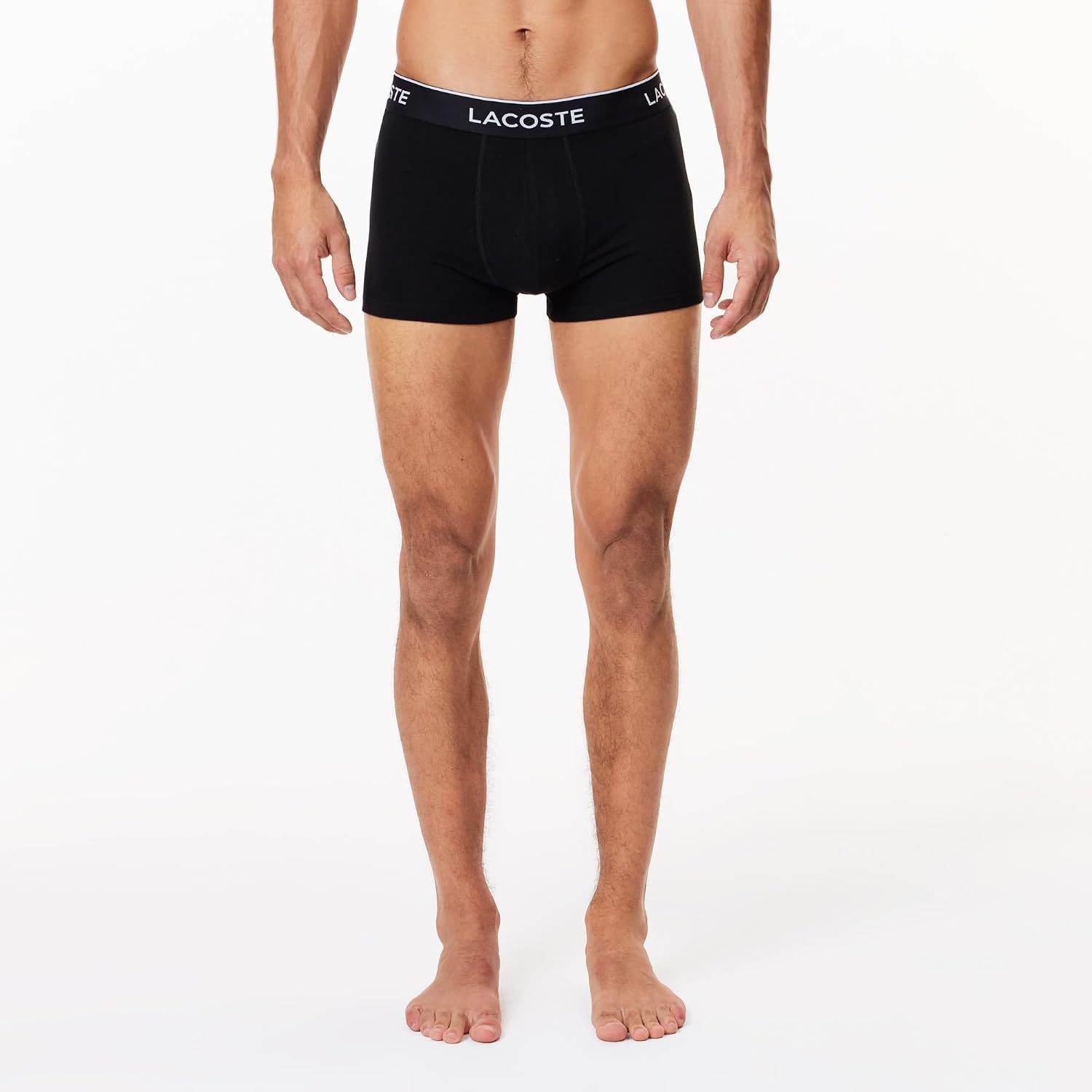 image:imageLacoste Mens Cotton Stretch Essentials Trunks 3packBlack With Black Waistbands New