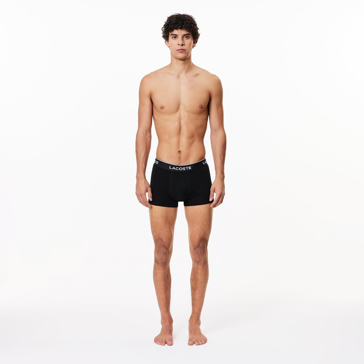 image:imageLacoste Mens Cotton Stretch Essentials Trunks 3packBlack With Black Waistbands New