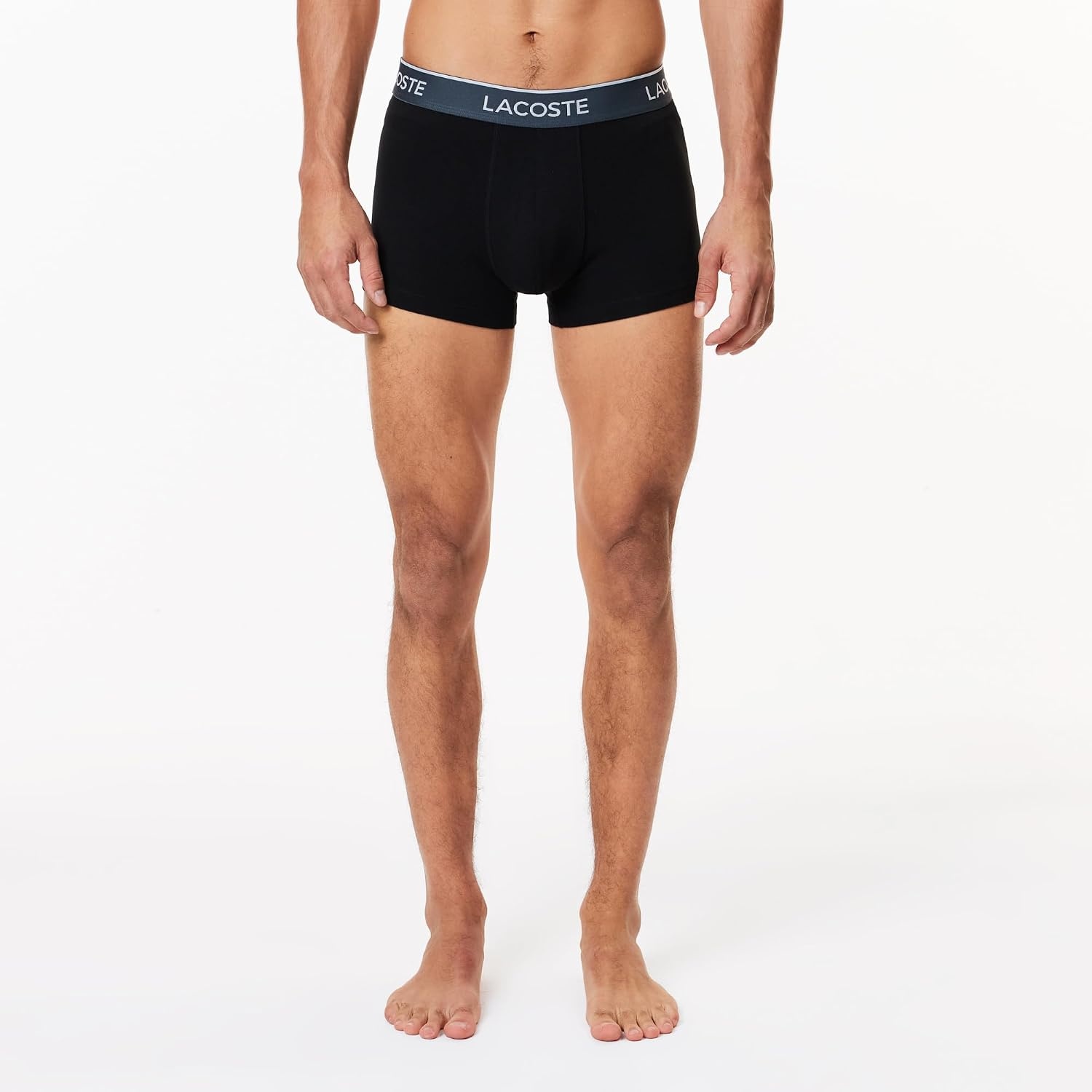 image:imageLacoste Mens Cotton Stretch Essentials Trunks 3packBlack With Ocean BlueSky MistGraphite Waistbands