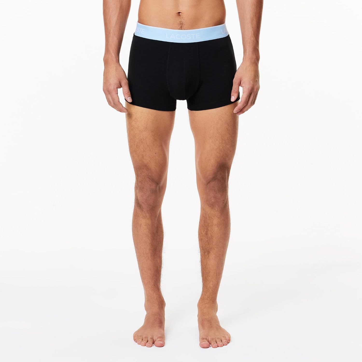 image:imageLacoste Mens Cotton Stretch Essentials Trunks 3packBlack With Ocean BlueSky MistGraphite Waistbands