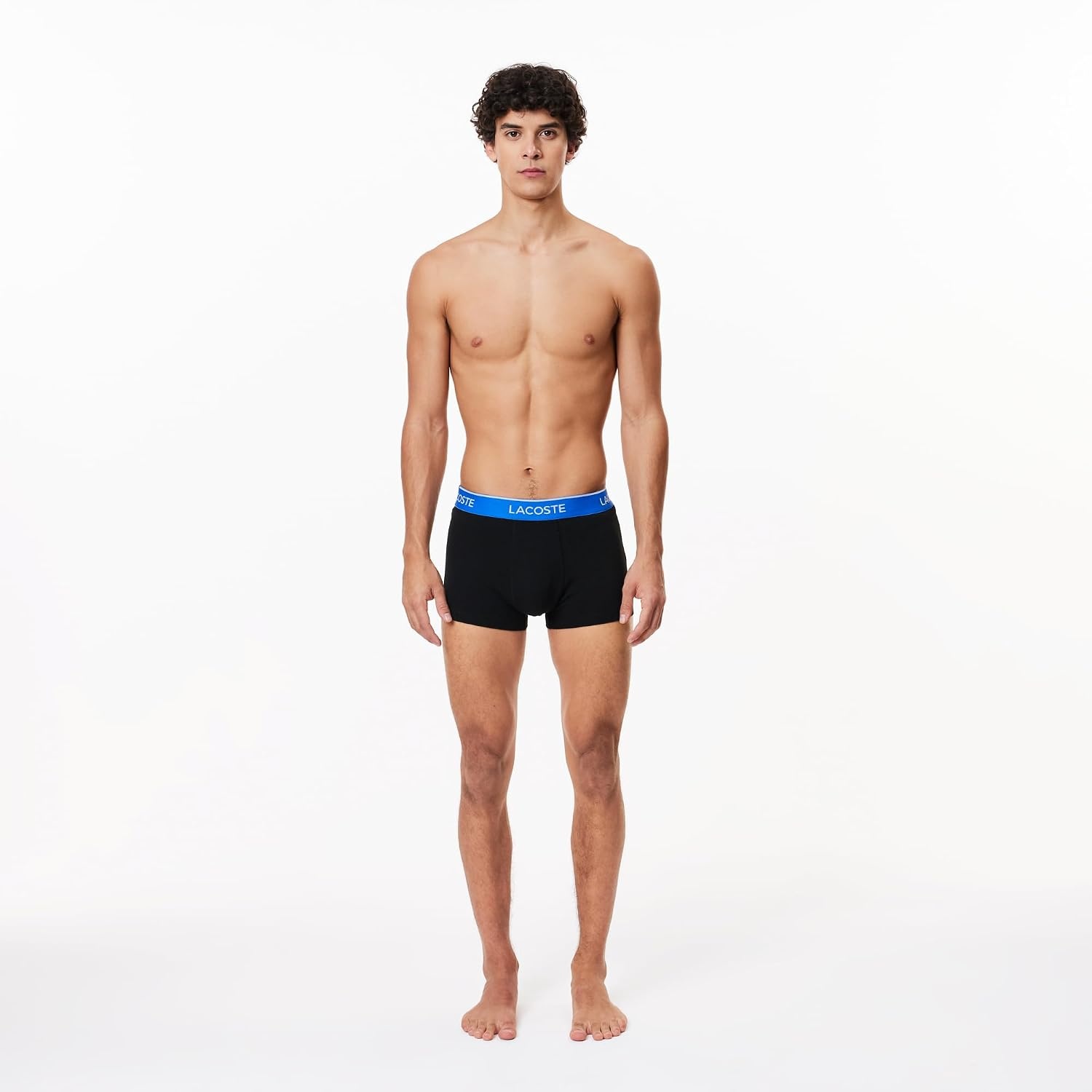 image:imageLacoste Mens Cotton Stretch Essentials Trunks 3packBlack With Ocean BlueSky MistGraphite Waistbands