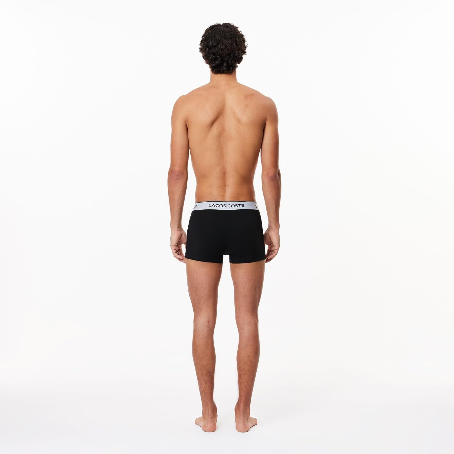 image:imageLacoste Mens Cotton Stretch Essentials Trunks 3packBlack With White Waistbands