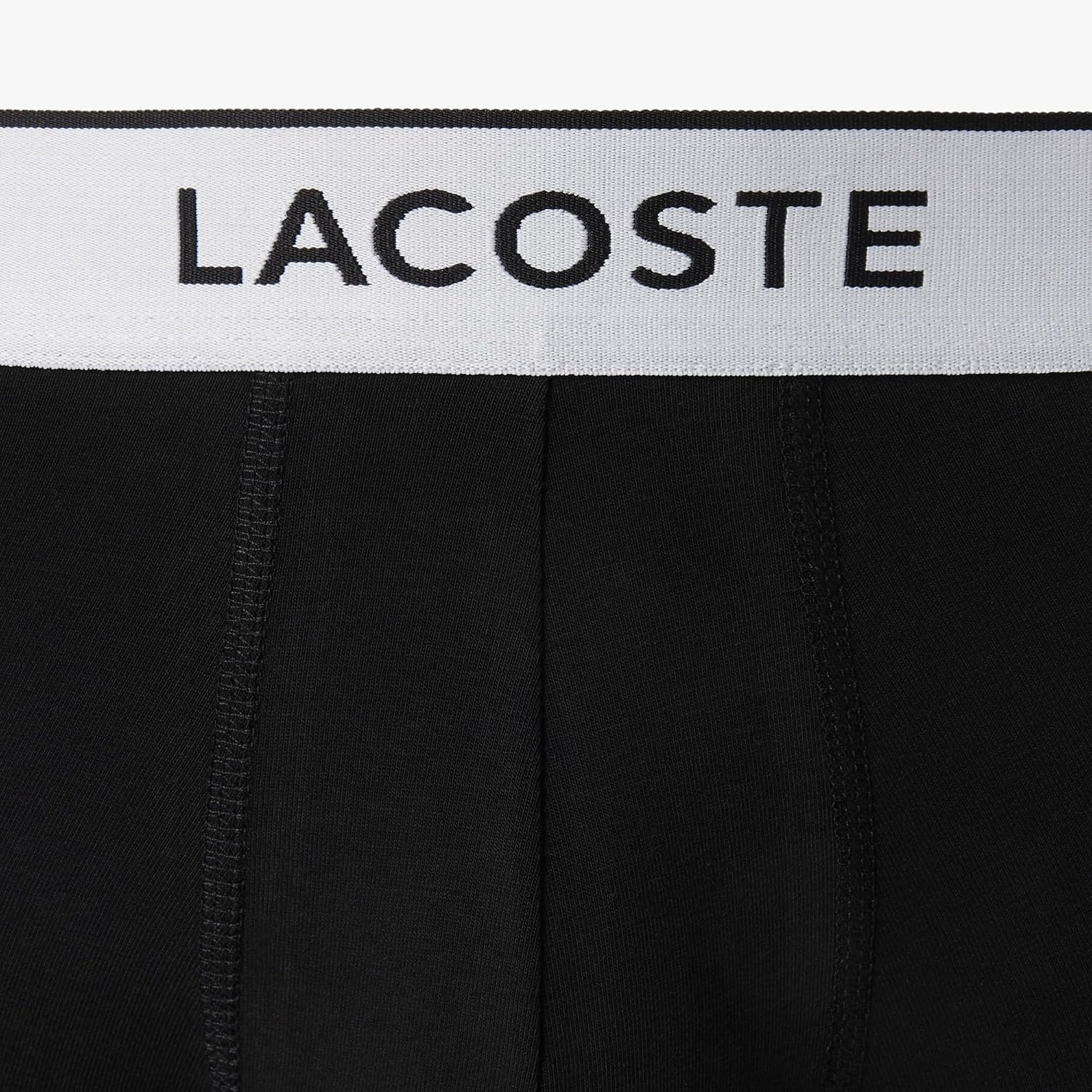 image:imageLacoste Mens Cotton Stretch Essentials Trunks 3packBlack With White Waistbands