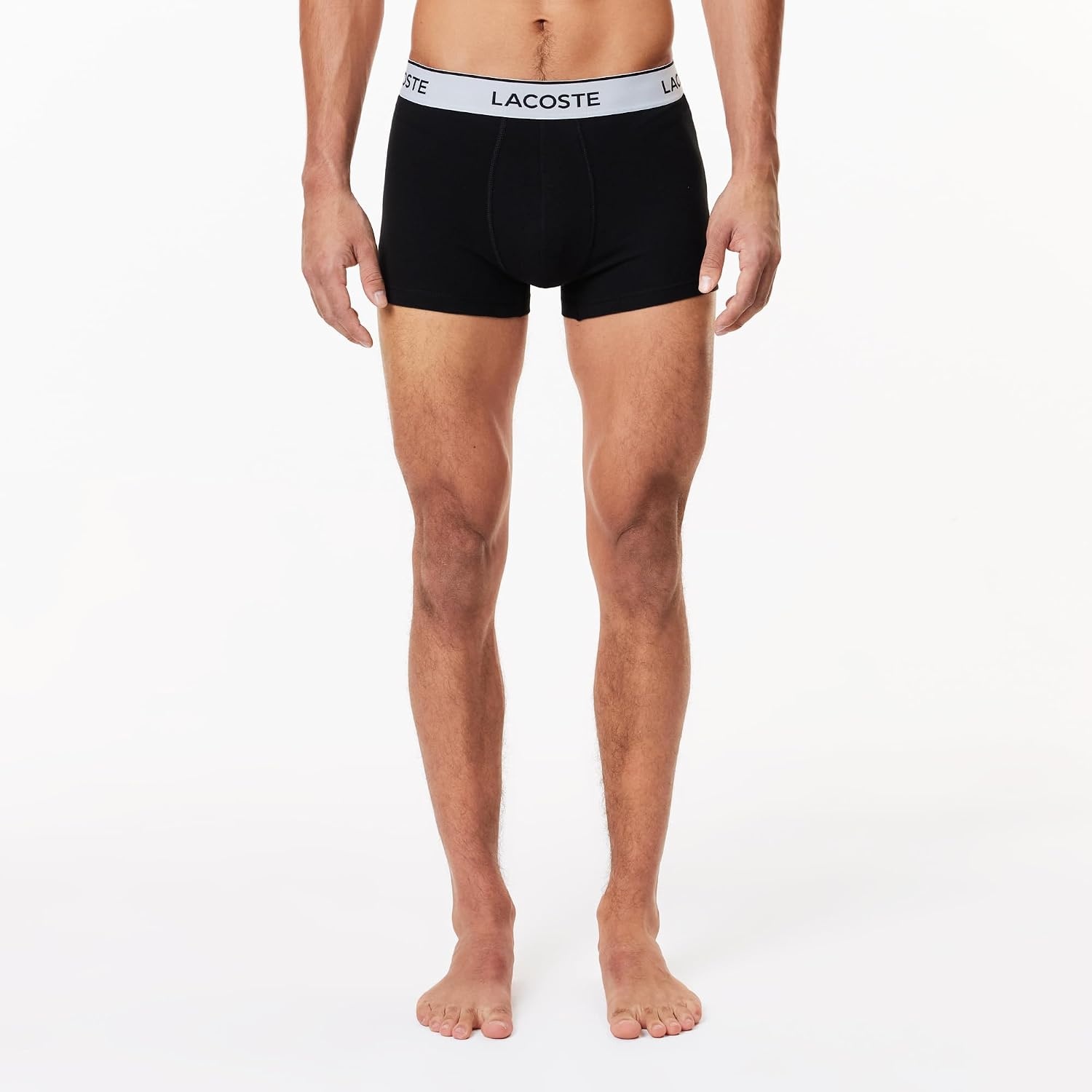 image:imageLacoste Mens Cotton Stretch Essentials Trunks 3packBlack With White Waistbands