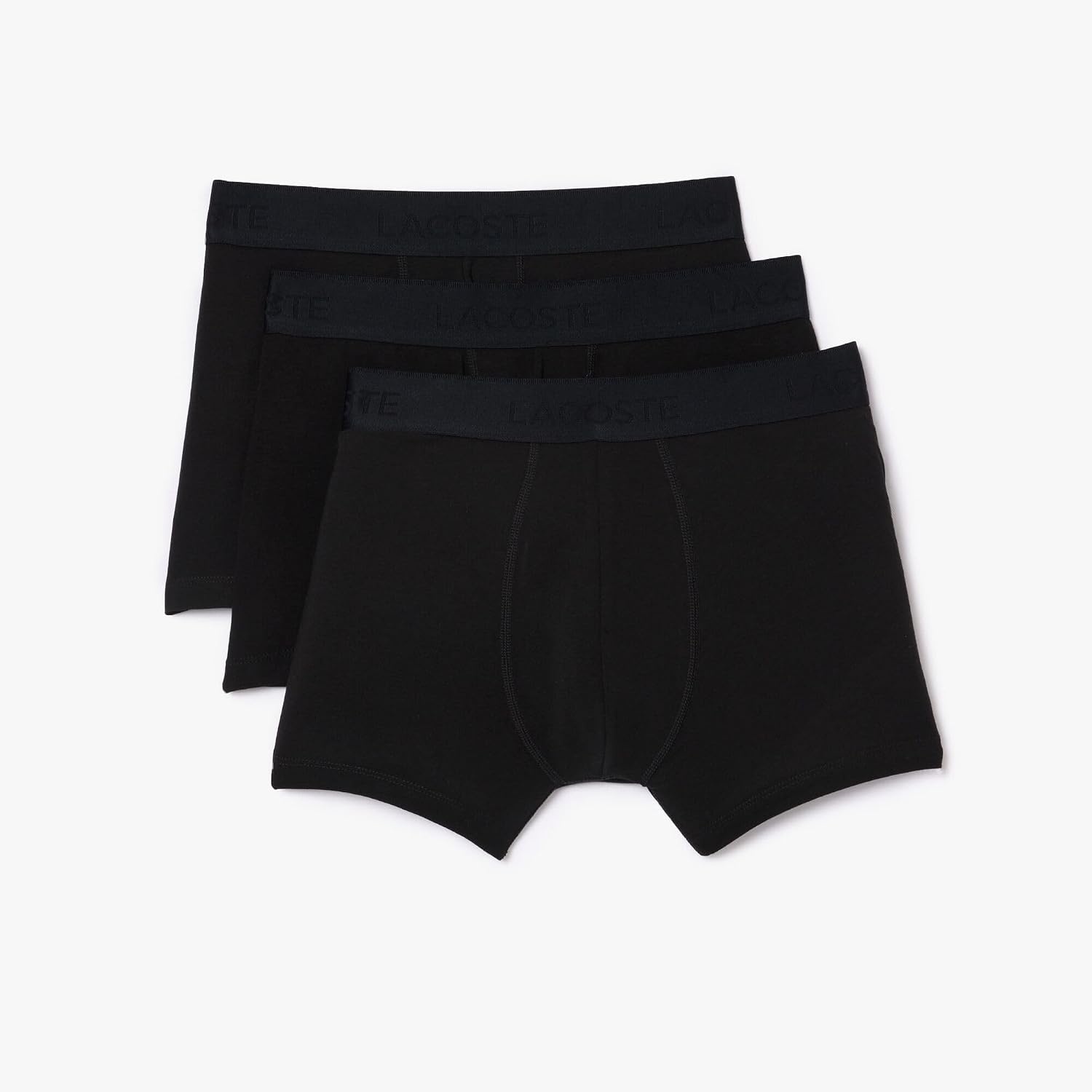 image:imageLacoste Mens Cotton Stretch Essentials Trunks 3packBlackBlackBlack