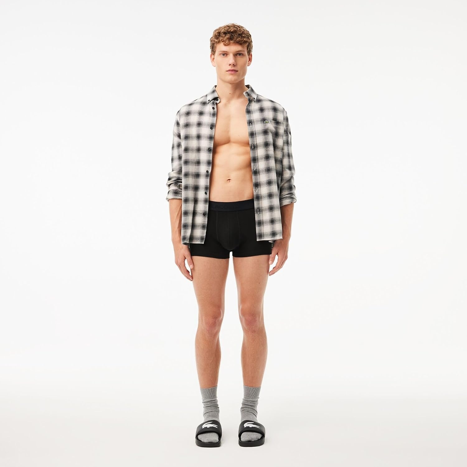 image:imageLacoste Mens Cotton Stretch Essentials Trunks 3packBlackBlackBlack