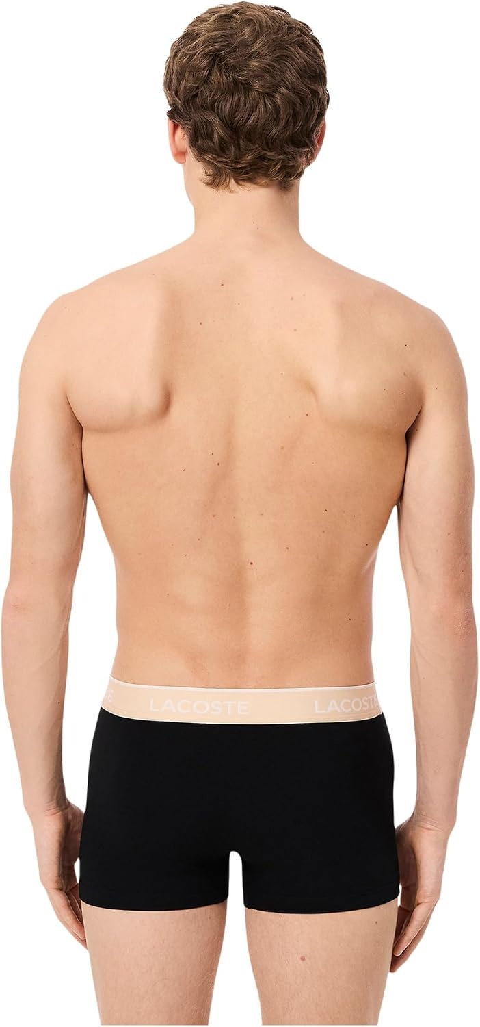 image:imageLacoste Mens Cotton Stretch Essentials Trunks 3packBlackBrown