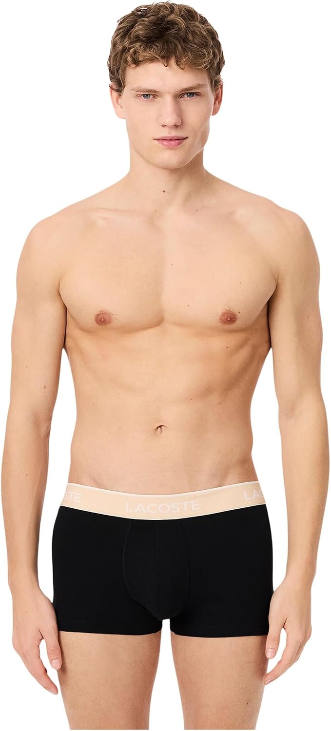 image:imageLacoste Mens Cotton Stretch Essentials Trunks 3packBlackBrown