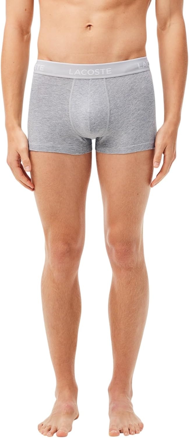 image:imageLacoste Mens Cotton Stretch Essentials Trunks 3packBlackWhiteGrey