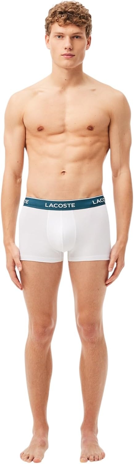 image:imageLacoste Mens Cotton Stretch Essentials Trunks 3packBlackWhiteGrey