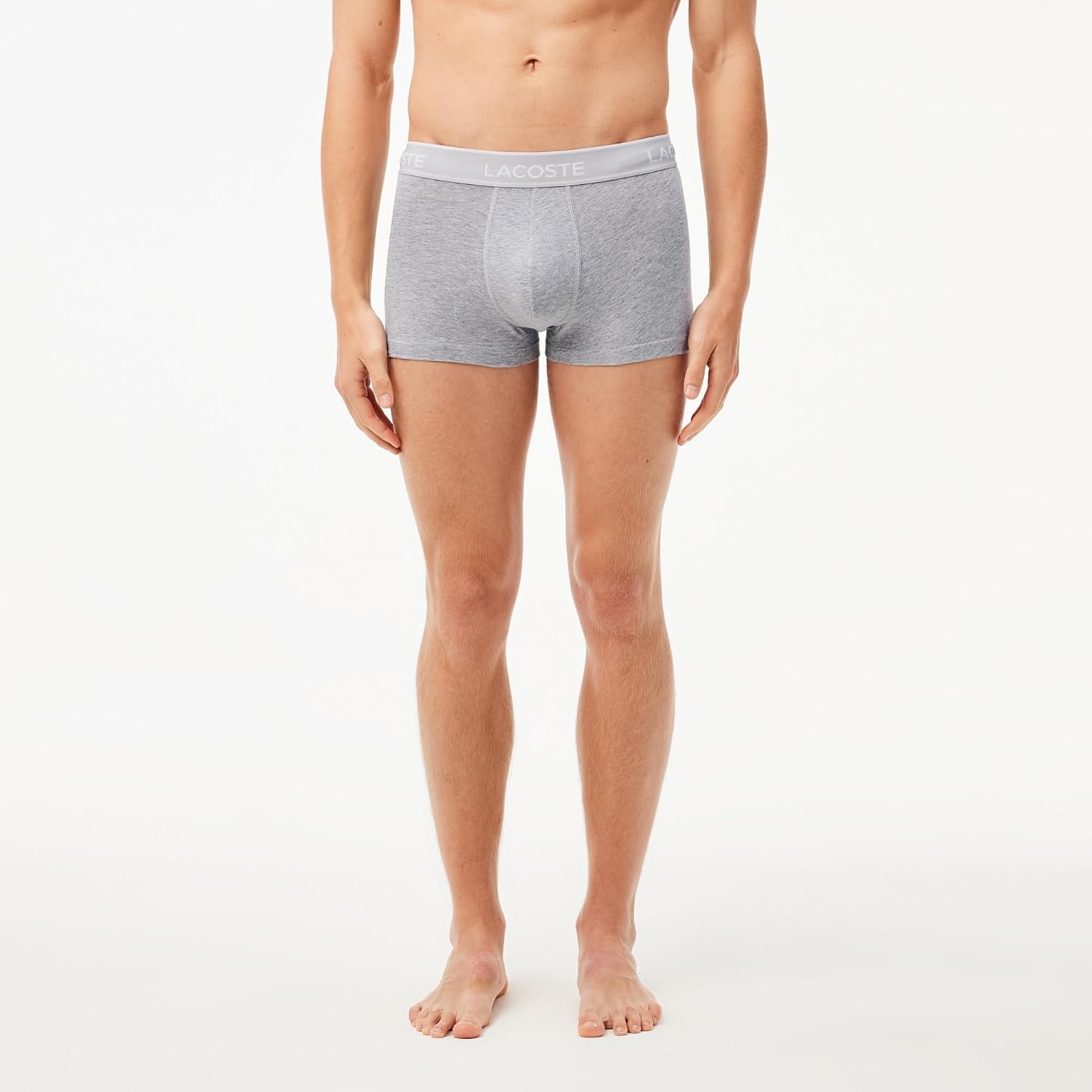 image:imageLacoste Mens Cotton Stretch Essentials Trunks 3packBlackWhiteGrey With Multicolor Waistband