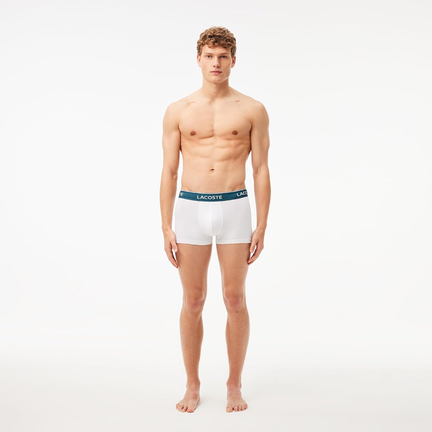 image:imageLacoste Mens Cotton Stretch Essentials Trunks 3packBlackWhiteGrey With Multicolor Waistband