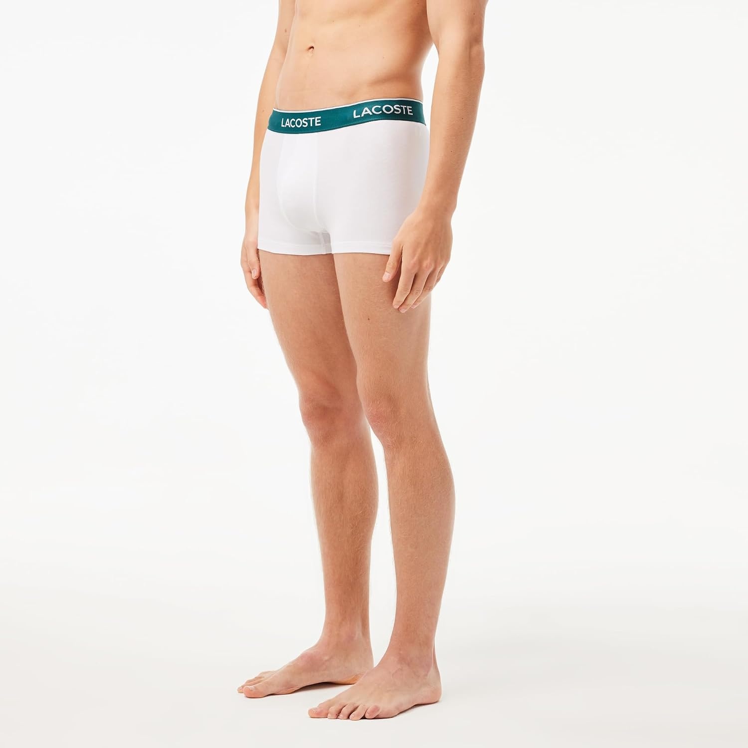 image:imageLacoste Mens Cotton Stretch Essentials Trunks 3packBlackWhiteGrey With Multicolor Waistband