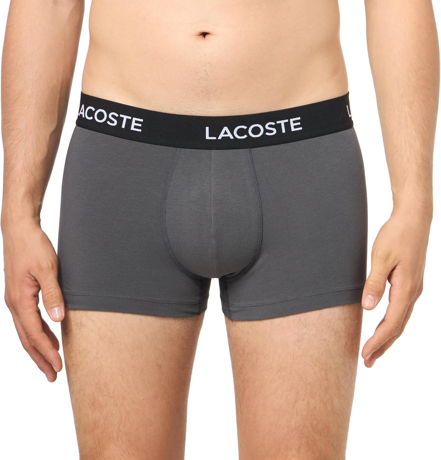 image:imageLacoste Mens Cotton Stretch Essentials Trunks 3packGrey