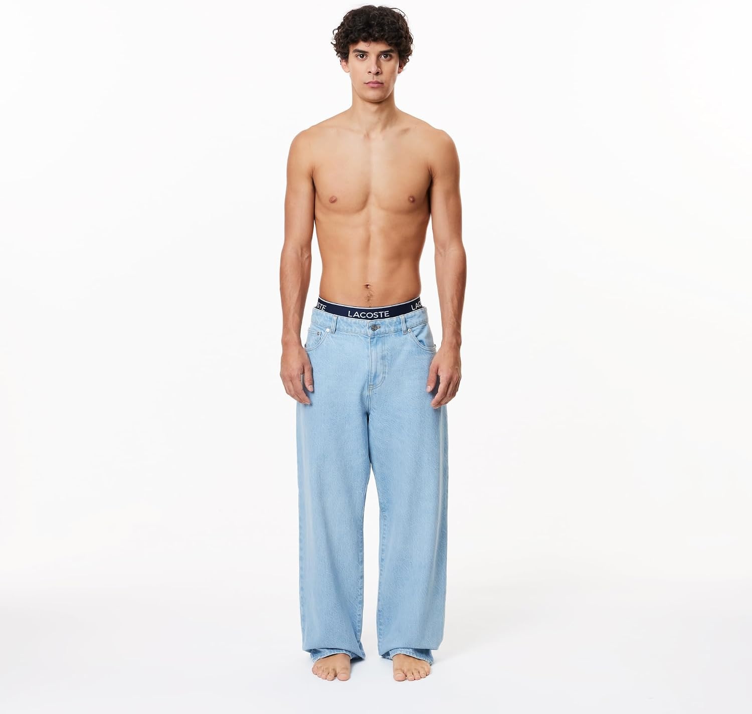 image:imageLacoste Mens Cotton Stretch Essentials Trunks 3packLight BlueBright BlueGrey
