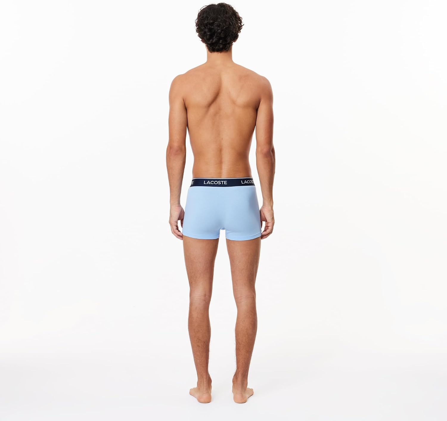 image:imageLacoste Mens Cotton Stretch Essentials Trunks 3packLight BlueBright BlueGrey