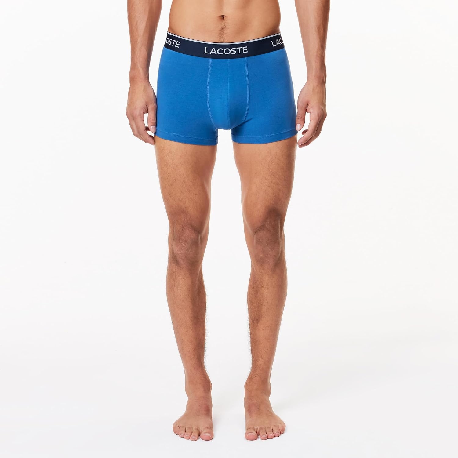 image:imageLacoste Mens Cotton Stretch Essentials Trunks 3packLight BlueBright BlueGrey