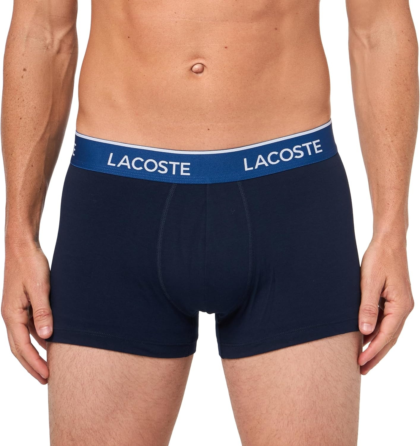 image:imageLacoste Mens Cotton Stretch Essentials Trunks 3packNavy BlueBluePink