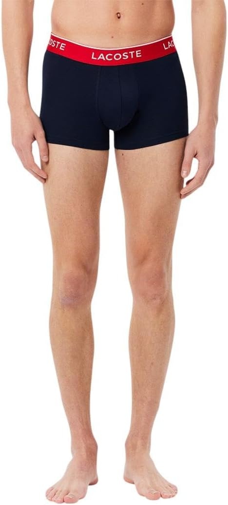 image:imageLacoste Mens Cotton Stretch Essentials Trunks 3packNavy BlueGreenRed