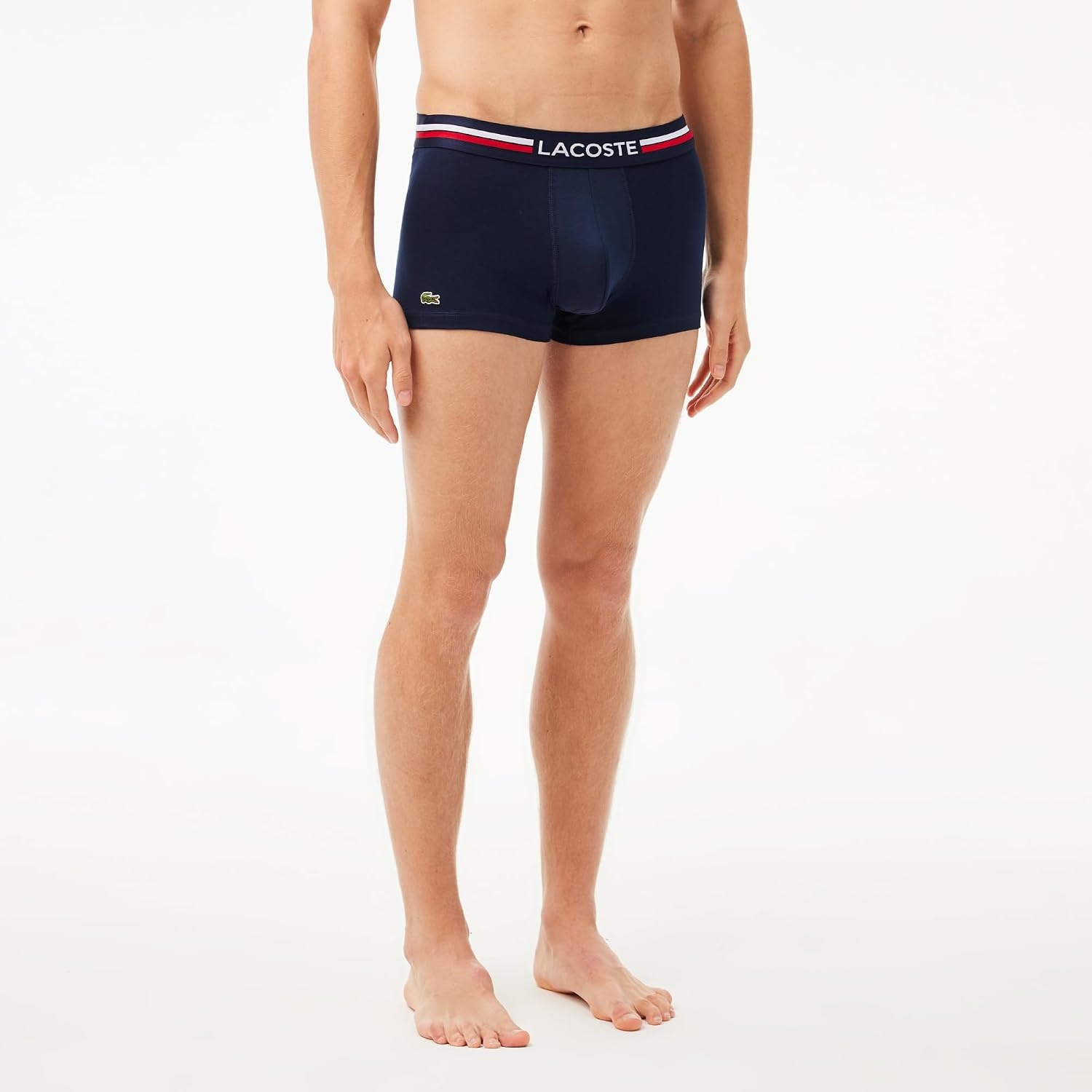 image:imageLacoste Mens Cotton Stretch Essentials Trunks 3packNavy BlueGreyRed
