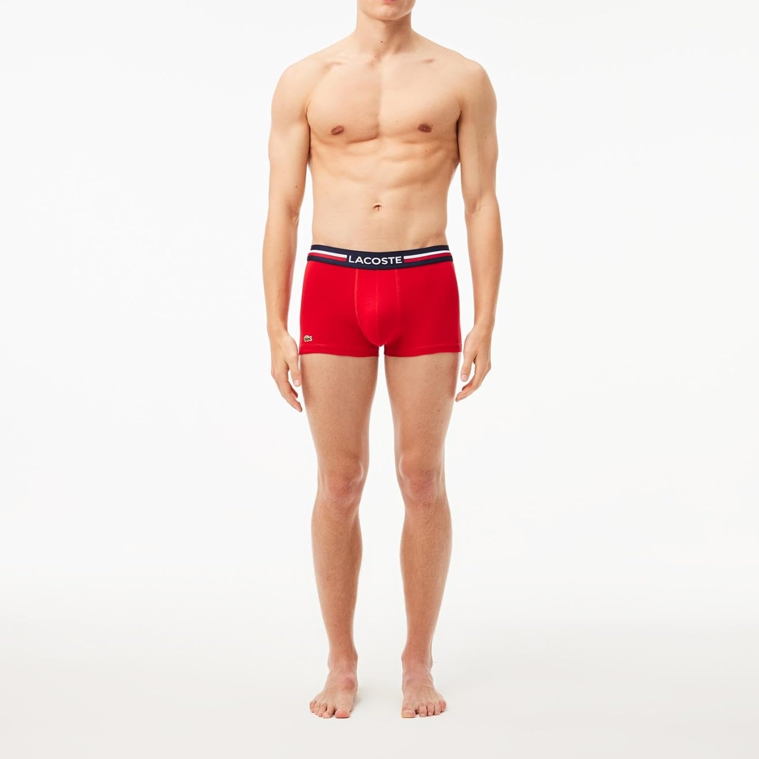 image:imageLacoste Mens Cotton Stretch Essentials Trunks 3packNavy BlueGreyRed