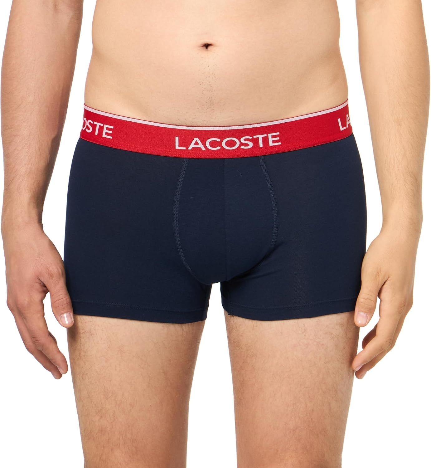 image:imageLacoste Mens Cotton Stretch Essentials Trunks 3packNavy BlueOrangeRed