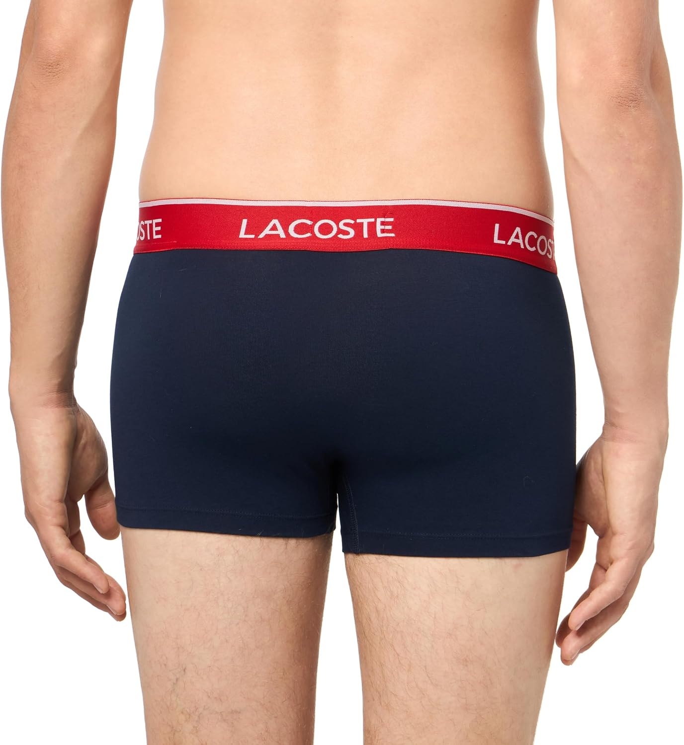 image:imageLacoste Mens Cotton Stretch Essentials Trunks 3packNavy BlueOrangeRed