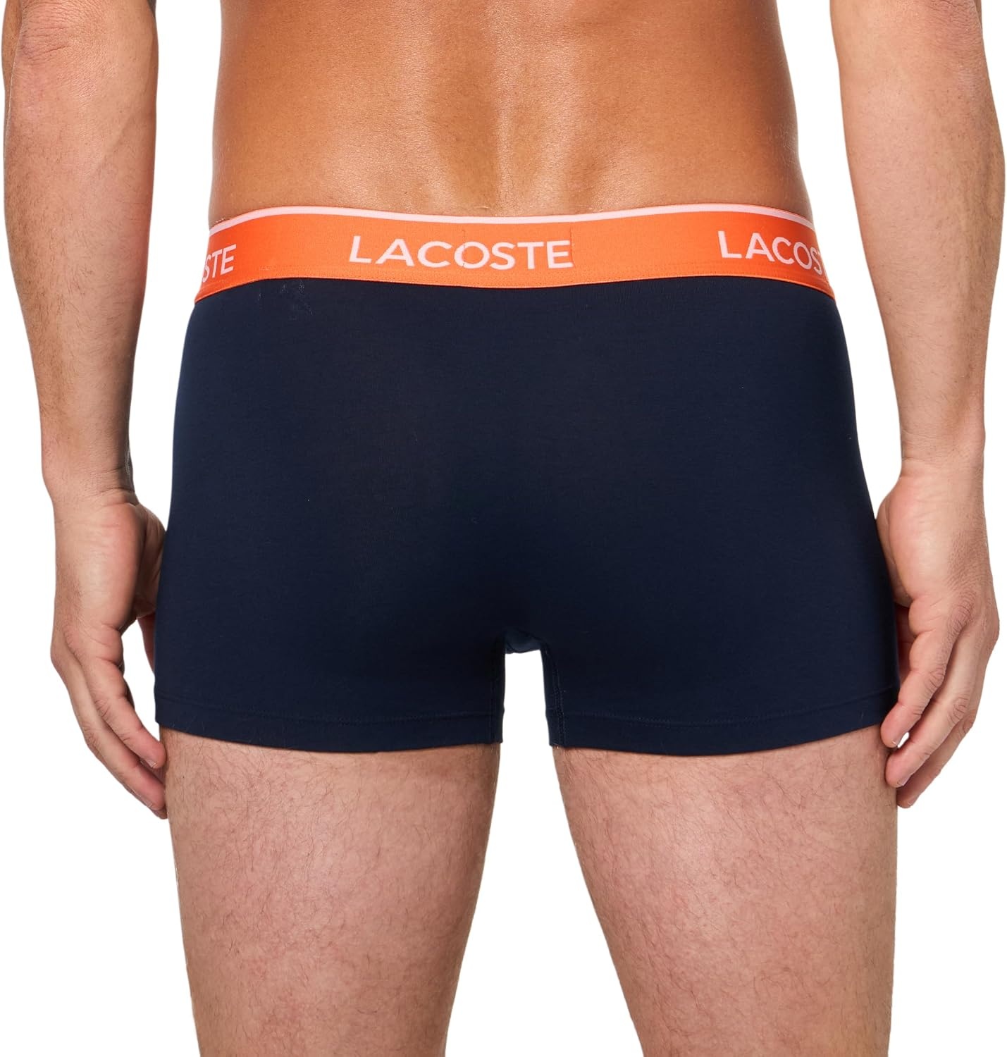 image:imageLacoste Mens Cotton Stretch Essentials Trunks 3packNavy BlueOrangeRed New